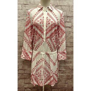 Twelfth Street CYNTHIA VINCENT Cinched Waist MINI DRESS Embroidered Rayon Small